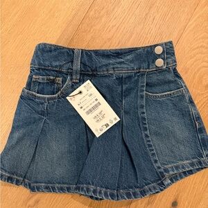 Zara Kids Blue Pleated Denim Skort